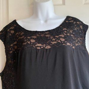 Black sleeveless Sequin accented dress